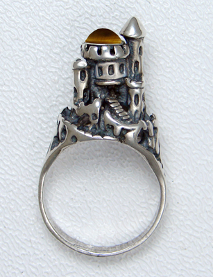 Sterling Silver Castle of Dreams Ring With Tiger Eye Size 5